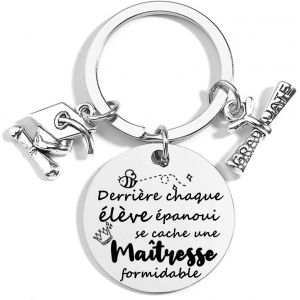KAL-Porte Clef Ma&icirc;tresse Cadeau Ma&icirc;tresse Porte Cl&eacute;s Ma&icirc;tresse Cadeau Merci Cadeau Femme Cadeau Anniversaire Femme Porte Clef Merci Porte Cle Ma&icirc;tresse D'&Eacute;cole Porte Clef Merci Ma&icirc;tresse Merci Cadeau - Neuf