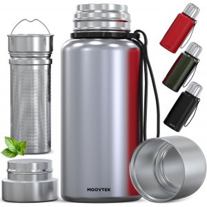 Gjfty-Bouteille Infuseur À Thé Et Tasse Double Paroi En Acier Inoxydable 304 - Thermos Théière 600ml Avec Filtre Extra-Long Idéal Pour Thé, Café, Et Eau (Argent) - Neuf