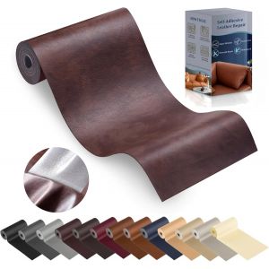 Teppd-Patch De Réparation En Cuir Brun Rougeâtre Rétro, 10x160cm Patch Cuir Auto-Adhésif Rénovation, Simili Cuir Autocollant Pour Canapé De Siège De Voiture Meubles Vestes Sac - Neuf