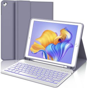 Kalanka-Clavier Pour Ipad 6 Ème - Coque Clavier Pour Ipad 9,7 Pouces (6ème / 5ème), Rétroéclairage 7 Couleurs, Azerty, - Neuf