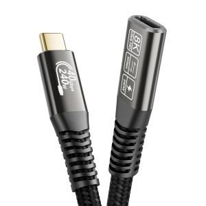 rallonge thunderbolt 4,[40Gbps 240W] Câble d'extension usb c male femelle, 8K@60Hz Cable rallonge usb c 40gbps Compatible Hub,Dock,Switch,SSD,eGPU,Laptops, Display,Monitor,VR,iPhone 16 50cm.[F380] - Neuf