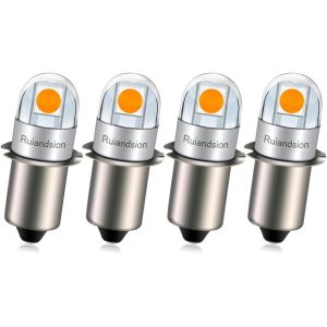 Kal-Lot De 4 Ampoules Led P13.5s 3 V Sans Polarité 3030 Puce 2smd Éclairage 360° Jaune 1600 K 200 Lm Remplacement Pour Lampes Frontales, Lampes De Poche - Neuf