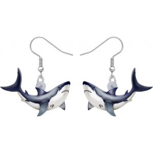 Kal-Acrylique Mignon Boucles D'oreilles Requin Hawa&iuml; &Eacute;t&eacute; Plage Oc&eacute;an Poisson Animaux Balancer Nouveaut&eacute; Bijoux Pour Femmes Amoureux De Pin Cadeaux - Neuf