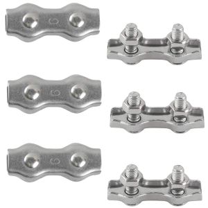 6pcs M6 Duplex Clips de Câble en Acier Inoxydable 304 pour les câbles, Cordes à linge, les Voiles d'Ombre, les Terrasses Fixe les Attaches - Neuf