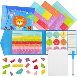 KAL-Magnetic Fraction Educational Puzzle, Magnétiques Fractions Jouet Mathématiques, Magnétiques Ensemble De Livres De Fractions,Démonstrateur De Disque Magnétique, Jeux Pour Apprendre Les Fractions - Neuf