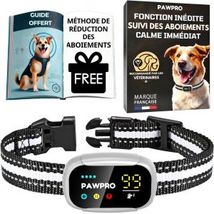 Collier Anti Aboiement Pour Chiens, 4 Modes Bip Vibration Choc Avec Suivi Des Aboiements, Guide De Dressage Inclus, Automatique Rechargeable Étanche, Adapté À Tous Les Chiens, Marque Française - Neuf