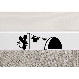 Trou de souris sticker mural | de la Souris le séchage des vêtements de l'autocollant | de la Souris laver les vêtements de l'autocollant | de la Souris dans le mur de la maison de l'autocollant | de Drôles de plinthe autocollant - Neuf