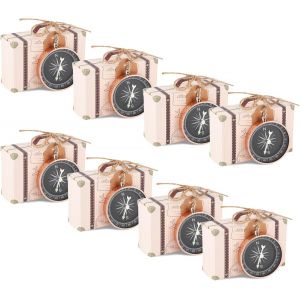 TIANYI-20 Pièces Boîtes à Bonbons de Mariage, Boîte à Bonbons de Mini Valise avec Boussole pour Mariage, Anniversaire, Voyage Party Themed, 8 x 3 x 5cm - Neuf