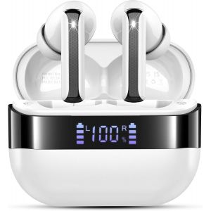 Ecouteurs Bluetooth Sans Fil, Oreillette Bluetooth 5.4 Avec 4 Enc Antibruit Appel Clair Mics, 48H Son Stéréo Écouteurs Sans Fil, Ip7 Étanche Casque B Luetooth, Contrôle Tactile Pour Ios Android, Blan - Neuf