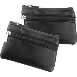 2 PCS Sacs &agrave; Cl&eacute;s Noir,&Eacute;tui pour Cl&eacute;s de Voiture,11x8 cm,Porte Monnaie en Cuir PU pour Femme et Homme,Portefeuille Multifonction avec Compartiment,Porte-Cl&eacute;,et Porte Carte - Neuf