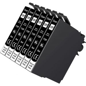 6-Pack T1291 Noir Cartouche d'encre Compatible pour Epson T1291 pour Epson Stylus SX235W SX420W SX425W SX435W SX525WD SX535WD BX305FW BX320FW BX525WD WF-3520 WF-7515 - Neuf