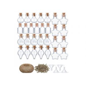 50 mini bocaux en verre avec bouchon en li&egrave;ge pour projets de bricolage et d&eacute;corations - Neuf
