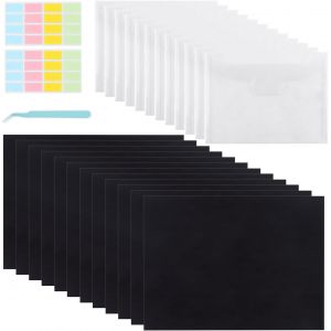 Mevronisshop-Feuille Aimant&eacute;e 18cm*13cm*0,5 Mm 12 Feuille Magn&eacute;tique Avec Pochette De Rangement Transparentes 12pcs Pour D&eacute;coupes Pochoirs Tampons D'album Bricolage Scrapbooking (12) - Neuf