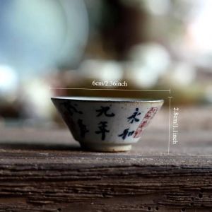 (C-30ml) 1 Tasse À Thé De 30 Ml Peinte À La Main Avec Calligraphie Chinoise - Service À Thé Gongfu En Grès, Tasse De Poésie, Bol À Thé De Style Traditionnel - Neuf