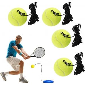 Checarzhn--No1-Lot De 4 Balles De Tennis Avec String - Équipement De Rechange Durable - Avec Cordon - Pour Débutants - Jaune - Neuf