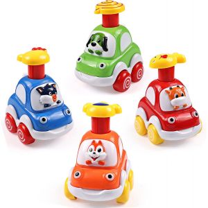 TDRFL-Voitures De Jouet,4Pcs Press And Go Voiture &Eacute;ducation Pr&eacute;coce Push And Go Cars Jouets Pour Gar&ccedil;ons Et Filles 1 2 3 4 5 Ans,V&eacute;hicules Jouets &Agrave; Propulsion &Agrave; Friction - Neuf
