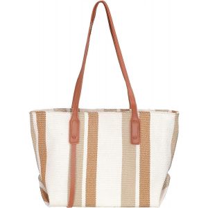 Sac &agrave; bandouli&egrave;re de grande capacit&eacute; Sac fourre-tout &agrave; rayures pour dames Sac &agrave; bandouli&egrave;re en toile souple &agrave; la mode et &agrave; la mode Sac de voyage de plage adapt&eacute; au travail Shopping &Eacute;cole - Neuf