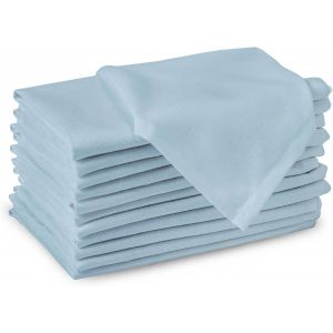 Tzf-Serviettes En Tissu De Coton | Ensemble De 12 | Taille 43x43 Cm | Couleur Unie Glace Bleue| Lavable En Machine - Neuf