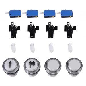 4 X Kit De Bouton-Poussoir De D&eacute;marrage Led Partie 1 Joueur 2 Boutons De Pi&egrave;ce De Monnaie Led Pour Arcade - Neuf