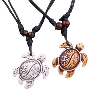 Asas-Colliers Pendentif Tortue 2pcs,Colliers Filles Garçons,Colliers Pendentif,Colliers¿Collier D'amitié¿Collier Tortue(Blanc Et Marron) - Neuf