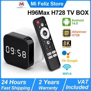 H96 Max H728 Smart TV Box, Allwinner Octa Core 8K Ultra HD, Android 14, décodeur de lecteur multimédia, Ethernet 1000M, WiFi 6-Ue Plug - Neuf