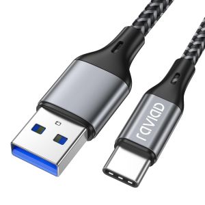 THEF-Cable USB C [USB 3.0, 2M], Cable USB Type C Charge Rapide 3A QC 3.0 Nylon Tressé Cable Chargeur USB C pour iPhone 16 15 Plus Pro Max, Samsung Galaxy S24/S23/A54, Huawei P40/P30, Google Pixel - Neuf