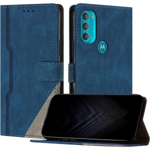 Kal-Étui Pour Motorola Moto G71 5g, Housse En Cuir Pu Avec [Protection Antichoc Tpu] [Fonction Support] [Porte-Cartes ] Antichoc Magnétique Coque Pour Moto G71 5g - Bleu - Neuf