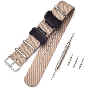 Kal-Nato Nylon Bracelet Compatible Avec Casio G-Shock Ga-110 120 Ga-400 Gd-100 Dw-5600 Gls-8900 Canvas Men Bracelet Band Black Adapters - Neuf