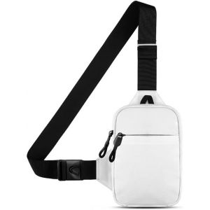 KALANKA-Sacoche Homme Femme Bandouliere Sac Bandoulière des Sports étanche Sport Sling Sac de Poitrine Randonnée Petit Téléphone Portable Crossbody Nylon pour iPhone Samsung Xiaomi BIS zu 7.5" Blanc - Neuf