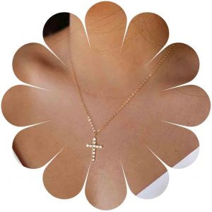 Kal-Collier Cha&icirc;ne Serpent En Couches Vintage Collier Pendentif Croix De Cristal Collier Croix Religieuse Collier Cha&icirc;ne Herribone Or Collier Ras De Cou Bijoux Pour Femmes - Neuf