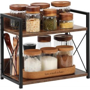 Chenquansarl-Tagère À Épices À 2 Niveaux Debout - Organ Ur De Café - Étagère De Cuisine - Plan De Travail - Petite Étagère En Bois Pour Cuisine, Salon, Salle À Manger, Bureau, Salle De Bain - 35 × 20 - Neuf