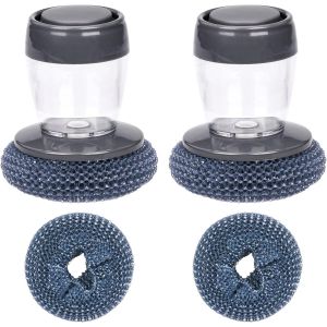 Cuisine Plat Ensembles de Brosse, Brosse de Lavage avec Distributeur de Liquide, Savon de Distribution de Palme Pinceau, Multi-Fonction de Nettoyage de la Brosse de Pot, Poêle - Neuf