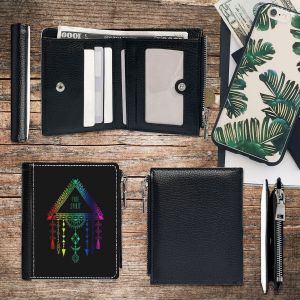Portefeuille Attrape-rêves arc-en-ciel lumineux amérindien esprit libre_6380 Compact en Simili-Cuir PU Porte-Cartes avec Fermeture Éclair Multi-Poches Unisexe Homme Femme - Neuf