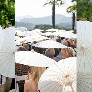 8PCS Paper Parasol Mariage Parapluie Party Favor 60cm Parapluies en bambou pour centre de table de douche nuptiale - Neuf
