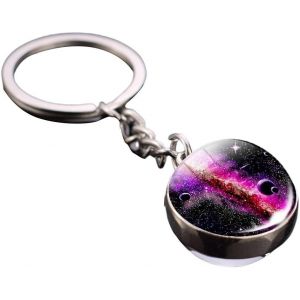 KAL-Porte-Cl&eacute;s Plan&egrave;te Ciel &Eacute;toil&eacute;, Brille Dans Le Noir, Syst&egrave;me Solaire, Porte-Cl&eacute;s Fantaisie, Ornement Pour Sac, Cl&eacute;s De Voiture Et D&eacute;coration Diy, Cadeaux D'Anniversaire - Neuf