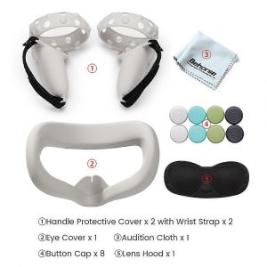 Ensemble De Couverture De Protection Vr Bo&icirc;tier De Coque De Contr&ocirc;leur Tactile Avec Poign&eacute;e De Sangle Pour Accessoires Vr Oculus Quest 2 - Neuf