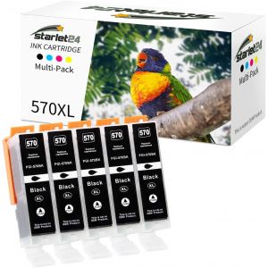 5X 570XL Cartouches d'encre Compatibles pour Canon PGI-570 XL PGBK pour Pixma MG5700 MG5750 MG5751 MG6800 MG6850 MG7750 TS5000 TS5050 TS5055 TS6050 TS8050 TS9050 TS9055 - Neuf