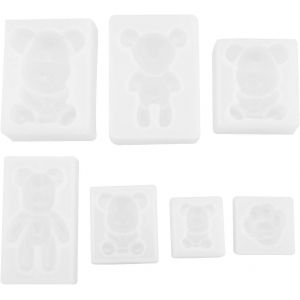 7pcs Moules R&eacute;sine En Forme De Mignon Ours Moule Silicone Ours Patte Moules Cristal &Eacute;poxy Moulage Moule Outils Pour Bricolage Artisanat Fabrication De Bijoux - Neuf