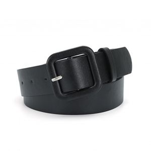Ceinture En Faux Cuir Pour Femmes, Couleur Unie, Épaisse, Anti-Casse, Réglable, Taille Lisse, Décoration, Large Bande, Accessoire Pour Vêtements-Noir - Neuf