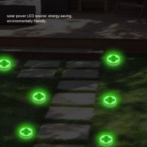 Hjlian Lampe Solaire Enterree Etanche A 4 Led Pour Jardin Exterieur (Verte Sans Interrupteur) - Neuf