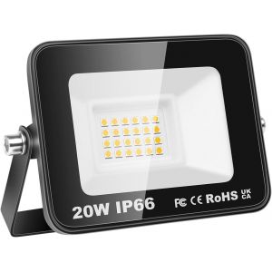 Dgbcz-Projecteurs Led Extérieur 20w 2000lm Spot Led Extérieur 3500k Blanc Chaud Ip66 Etanche Eclairage Exterieur Lumière De Sécurité Led Pour Jardin Patio Garage Terrasse Maison - Neuf
