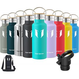 Kalanka-Gourde Isotherme - Bouteille Isotherme - 350ml/500ml/ 620ml/750ml/1l - &Eacute;tanche Sport Gourde Inox Bouche Standard - Gourde Enfant Sans Bpa- Pour Plein Air & Quotidien - Avec 2 Bouchons - Neuf