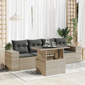 Salon De Jardin 5 Pcs Avec Coussins Gris Clair Résine Tressée - Neuf