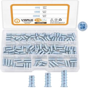 ChenQuanSarl-Lot De 170 Vis Européennes À Tête Fraisée Pour Meubles, Vis Cruciformes 6,3 X 11 Mm, 6,3 X 13 Mm, 6,3 X 16 Mm, En Acier Galvanisé, Pour Charnières De Meubles, Guides De Tiroir, Filetage Comp - Neuf