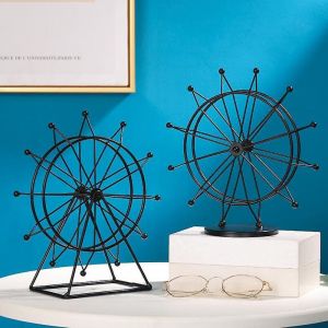 Modèle de grande roue en métal,Sculpture de grande roue en fer forgé rétro ornement artisanat cadeaux maison offic - Neuf