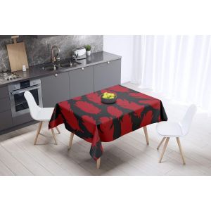 Sjzg-, Anti-Moisissure, S&eacute;chage Rapide, R&eacute;sistant Aux Taches, Lavable En Machine, 100% Polyester Nappe De Table, Rouge Noir, 140 X 140 Cm - Con&ccedil;u Et Fabriqu&eacute; En Turquie - Neuf