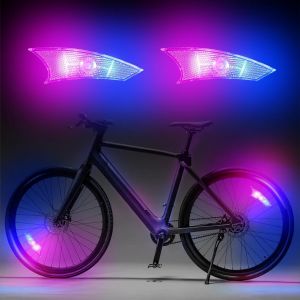 Kal-4pcs Feux De Roue De Vélo, Bike Led Roue Lumières Avec 3 Modes Clignotants, Étanche Lampe À Led Étanche À Néon À Pneus Spoke Light Rayons De Roue Vélo Lumière De Roue De Vélo - Neuf