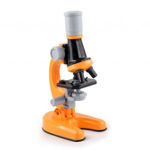 Ensemble de microscope pour enfants, grossissement 100x, 400x, 1200x, angle reglable, source lumineuse LED, loupe scientifique, jouet orange - Neuf