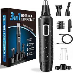 Professional 3-In-1 Usb Rechargeable Nose Trimmer With Precise Cutting, Painless - Multifunctional For Nose, Ears, Eyebrows, Beards, Body - Long Battery Life - For Men And Women - Neuf