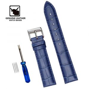 Kafol-Bracelets De Montre En Cuir Véritable De Qualité Supérieure,12/14/16/18/19/20/21/22/24mm,Bracelet De Poignet De Haute Qualité + Outil,12mm,Blue 1 - Neuf